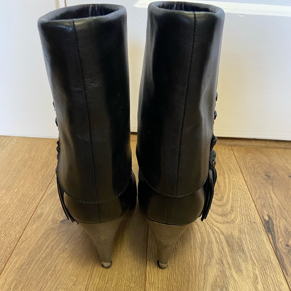 Coach Legra black leather tassel ankle booties 7.5 - Picture 4 of 8